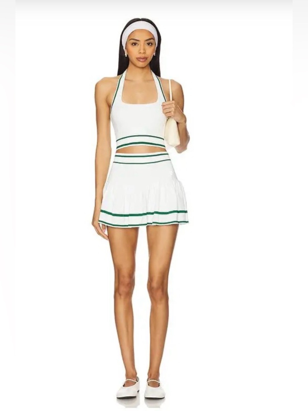 FREE PEOPLE X Advantage Set - White & Heritage Green Athletic Outfit Size M/L